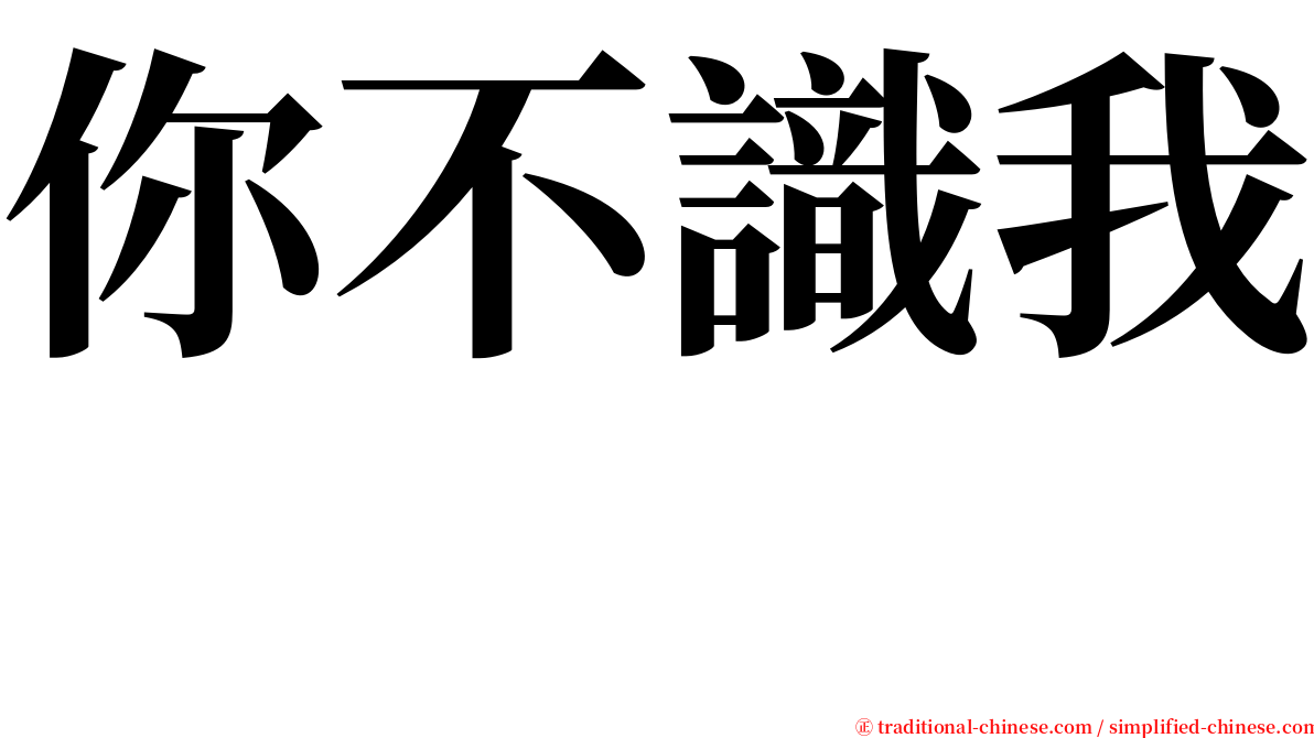 你不識我　 serif font